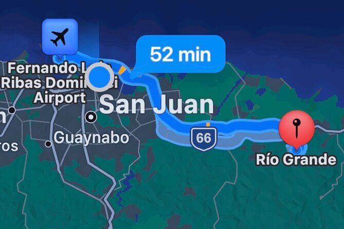 Airport SJU to Rio Grande and Luquillo Hotels and Airbnb vice versa One Way Trip - Key Points