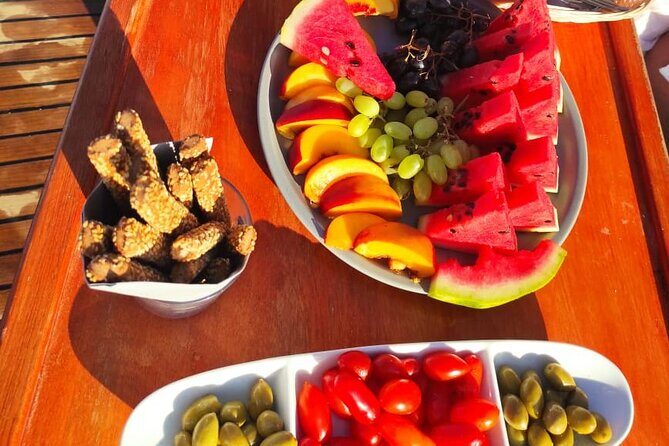 All inclusive Sunset Cruise Delos & Rhenia - free transpotation - The Food and Drinks: A Greek Feast on Deck