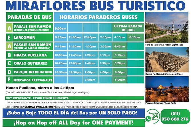 Bus Hop on - Hop off in Miraflores - Key Points