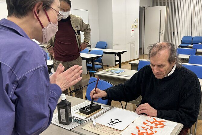 Calligraphy Experience in Tokyo Writing on Colored Paper - A Cultural Touch in Tokyo: Calligraphy on Colored Paper