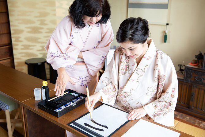 Calligraphy experience with simple kimono in Okinawa - A Unique Cultural Encounter: Calligraphy with a Kimono in Okinawa