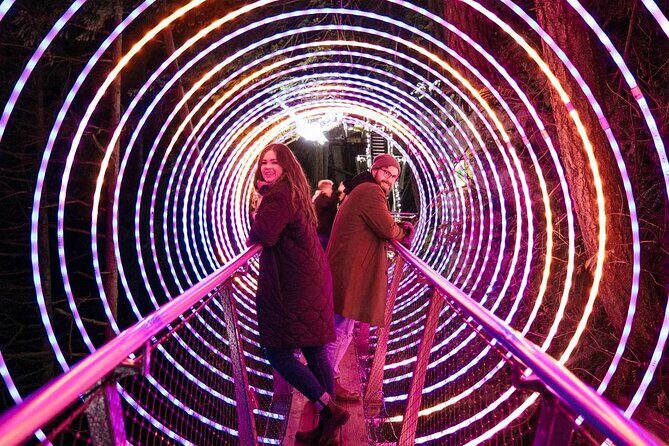 Capilano Canyon Lights Evening Tour Christmas Magic Awaits - Crossing the Lions Gate Bridge