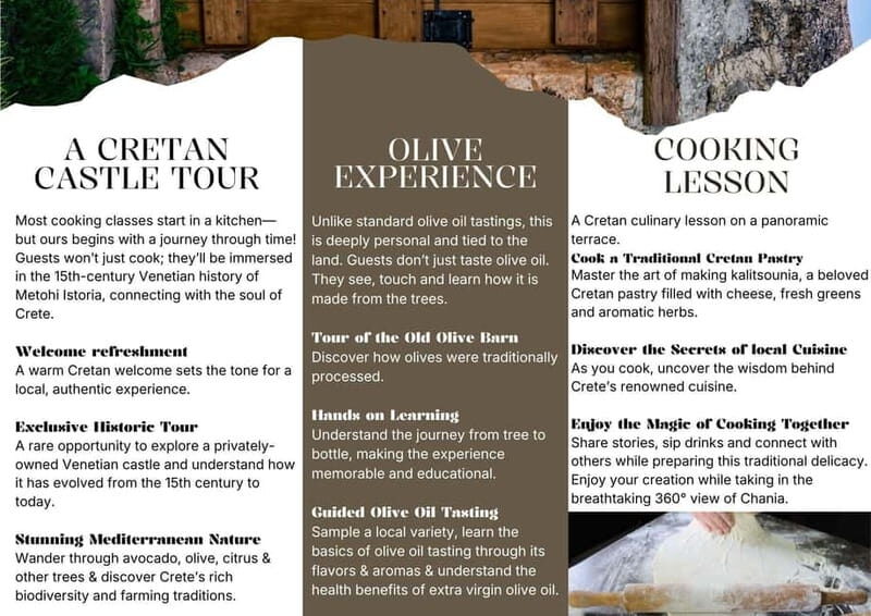 Chania: Olive Oil Tasting & Cooking Class at Metohi Istoria - Exploring the Experience at Metohi Istoria