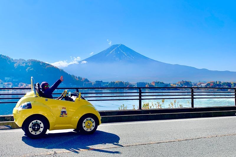 Choro-Q Mini Car Driving Experience in Lake Kawaguchi Area - A 20km loop with Mount Fuji in the frame