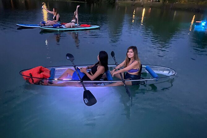Date Night LED Glow Clear Kayak or Clear Paddleboard & Champagne - Key Points