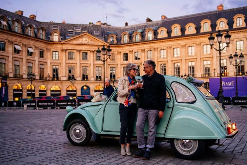 Explore Paris in a vintage 2CV, day or night, with a Champagne option - Key Points