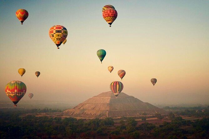 Flight in Balloon Sunrise in the Air - A Sunrise Balloon Adventure Over Teotihuacan: A Wearer of Awe and Wonder