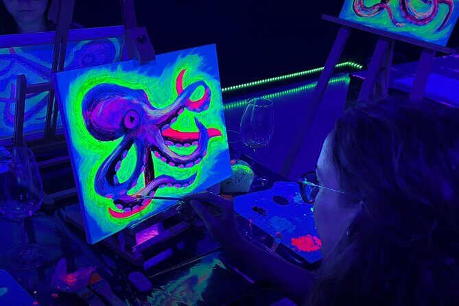 Fluorescent Painting Class with Wine in Barcelona - Key Points