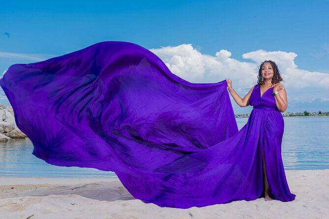 Flying Dress Photoshoot at Doctors Cave Beach Montego Bay Jamaica - Key Points