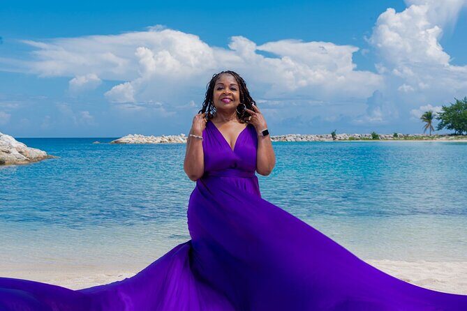 Flying Dress Photoshoot at Doctors Cave Beach Montego Bay Jamaica - Authentic Feedback from Tour Participants
