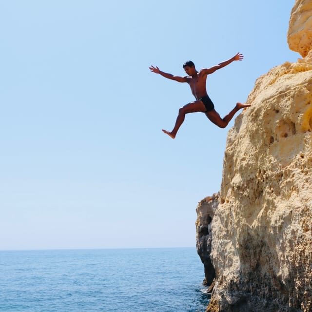 From Faro: Benagil, Algar Seco, Praia Marinha, 7 vales tour - The Cliff Jumping: Adrenaline and Safety Hand in Hand