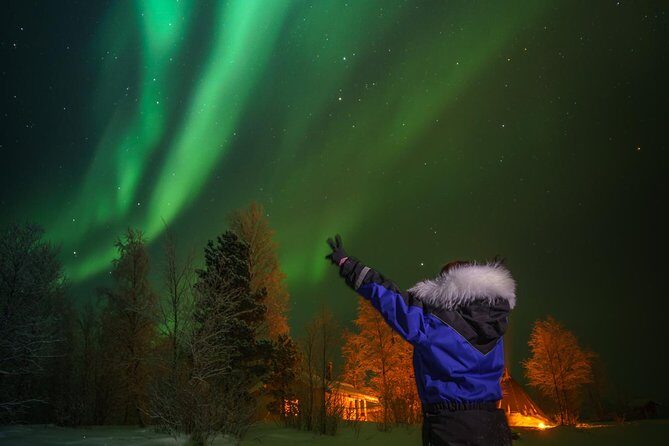 From Kakslauttanen:Northern Lights tour to Lake Inari, inc dinner - Key Points