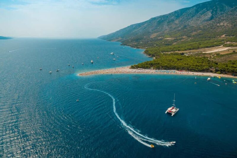From Split: Catamaran Cruise to Bol, Golden Horn & Bra - Key Points