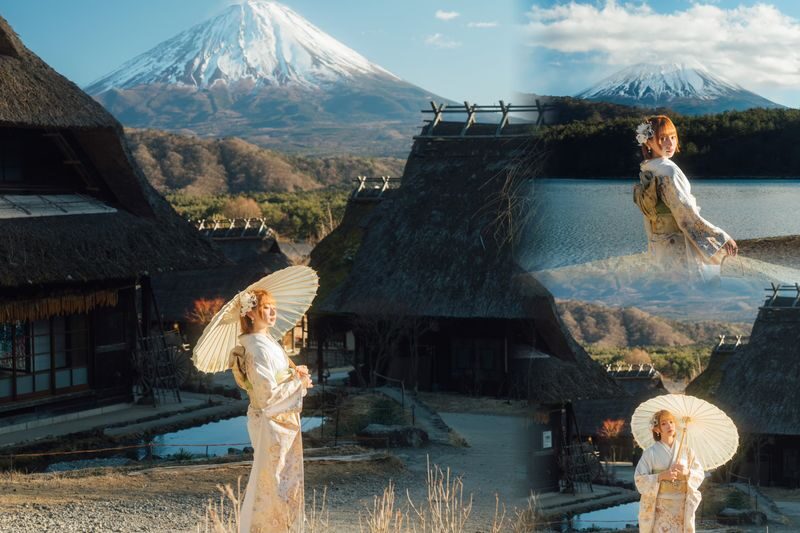 Fuji Kawaguchiko Kimono Rental Experience | 500+ Styles, Free Hairstyling - From the shop to Lake Kawaguchiko