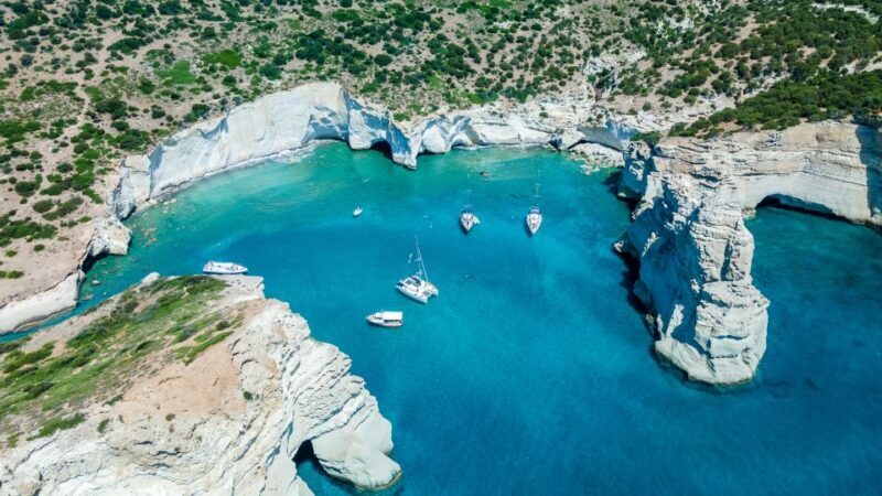 Full Day Small-Group Cruise in Milos & Poliegos with Lunch - Thiorichia & Poliegos Blue Lagoon