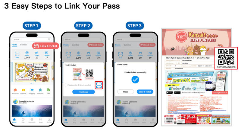 Have Fun in Kansai Pass - QR redemption is simple, but check each venue
