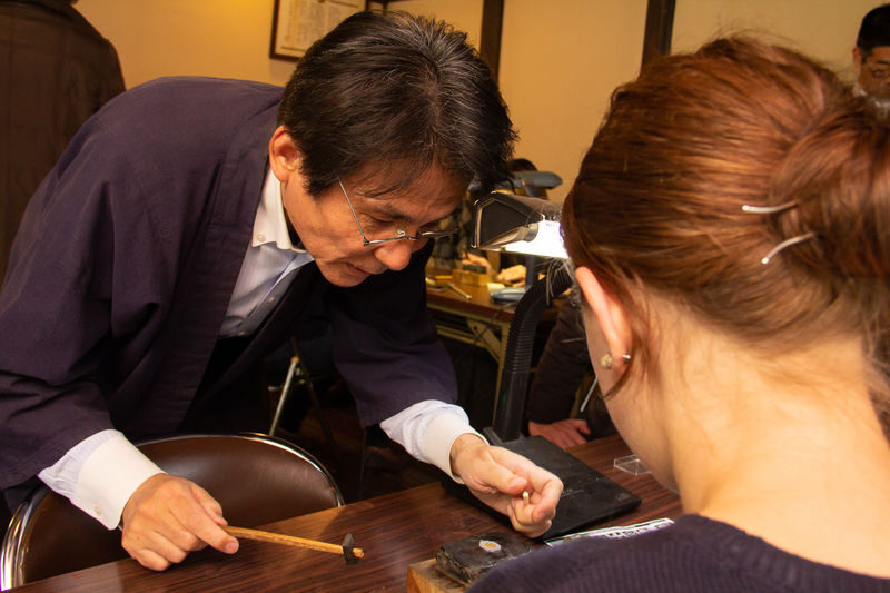 Higo Inlay Strap Making Experience in Kumamoto - The visible detail on a samurai sword