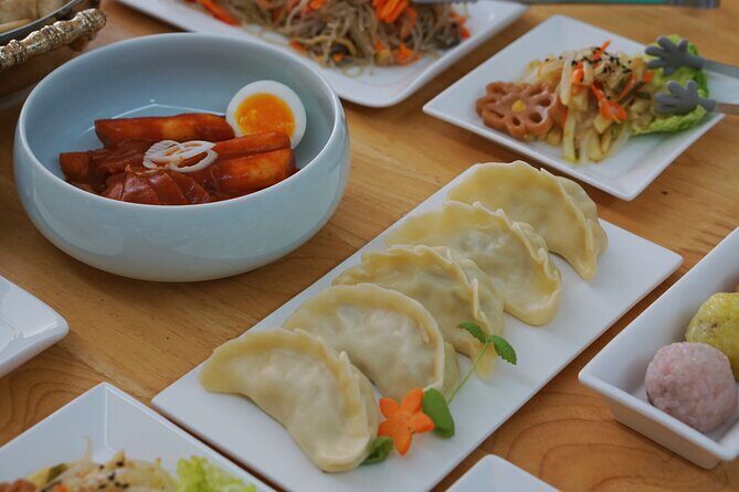 K-food cooking Japchae Mandu Tteokbokki & Fishcake - A Closer Look at the Korean Cooking Experience