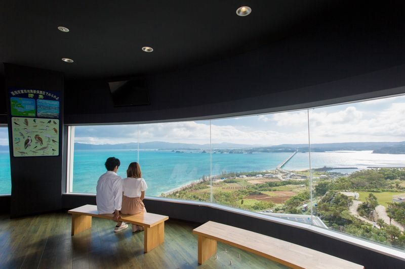 Kouri Ocean Tower Observation Deck Ticket in Okinawa - Kouri Island’s bridge and sea from above
