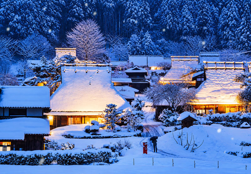 Kyoto Miyama Winter Lantern Festival Illumination & Amanohashidate & Ine Funaya Boat Tour One-Day Trip - The day at a glance