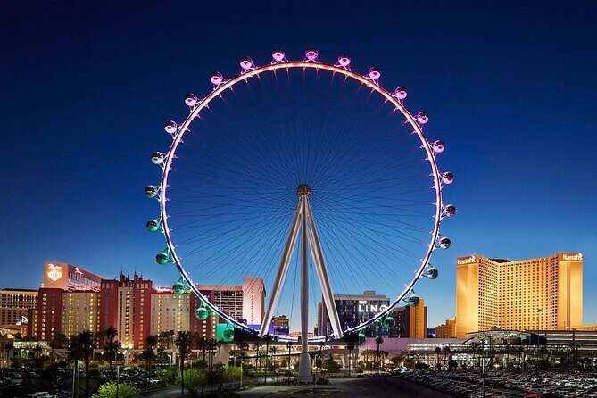 Las Vegas Night Tour High Roller Wheel Ride Guided Tour Option - The Dazzling Fountains of Bellagio