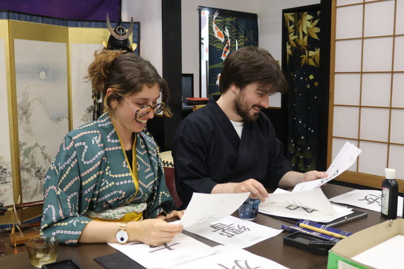 Learn Japanese calligraphy and Zen while wearing a kimono - Make a finished piece to take home