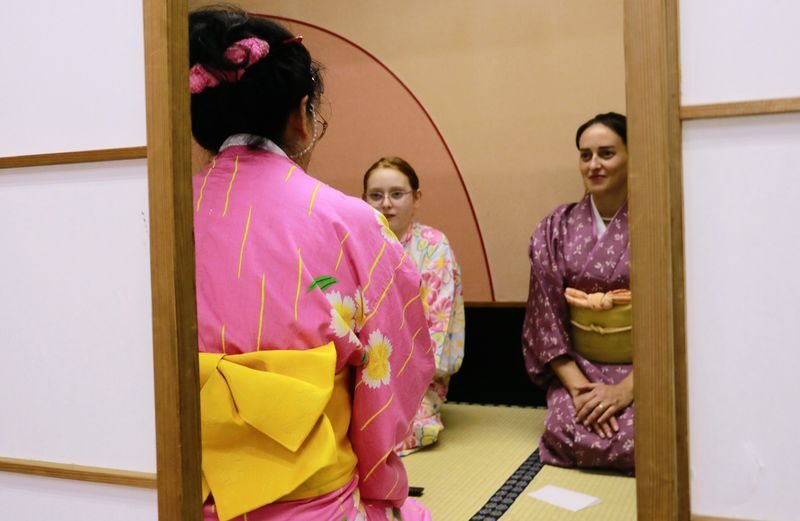 Learn Zen of Making tea Matcha,enjyoing Wagashi in kimono set - Practicing manners and making matcha