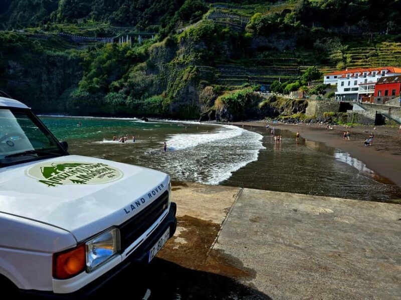 Madeira West Jeep Tour  Fanal, Seixal, Natural Pools & Small Groups - Seixal Black Sand Beach & Waterfalls