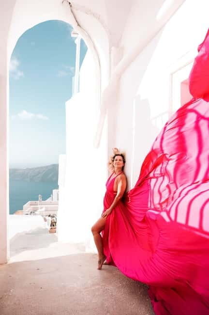 Magical Flying Dress Photoshoots in Oia or Imerovigli - What to Expect from Your Flying Dress Photoshoot