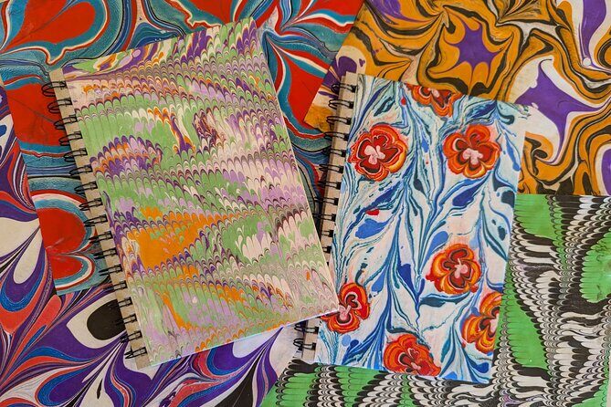Marbled Silk Scarf, Trucker Hat, Sketchbook or 4 Pieces of Paper - A Creative Escape in Estes Park: Marbling Silk Scarves, Hats, or Paper