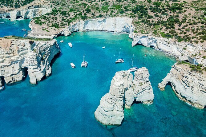 Milos & Poliegos Catamaran Cruise Homemade Full menu BBQ & Drinks - Experience the Best of Milos & Poliegos on a Full-Day Catamaran Cruise