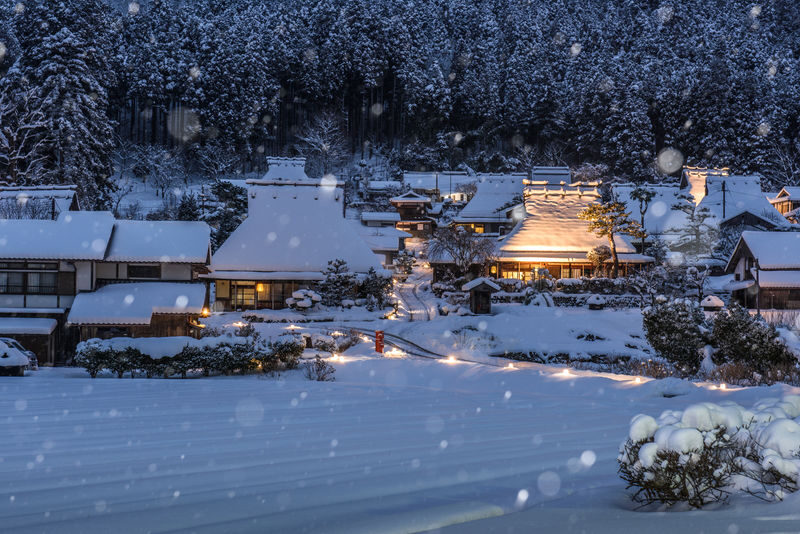 Miyamas Thatched Village Winter Lantern Festival - A stop for Miyama milk and a short rest