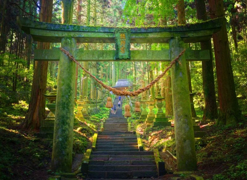 Mount Aso One-Day Tour in Kyushu: Kamishikimi Kumanoza Shrine, Kusasenri, Kurokawa Onsen (Departing from Fukuoka, includes Mount Aso shuttle bus, minimum 1 person to form a group) - Walking the lantern path at Kamishikimi Kumanoza Shrine