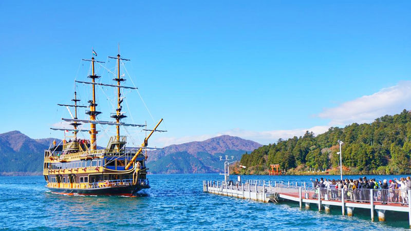 Mount Fuji, Hakone, Kamakura Day Trip | Hakone Pirate Ship, Aerial Tramway & Lake Ashi & Owakudani & Kamakura Enoshima Day Trip | Departure from Tokyo - Lake Ashi by pirate ship