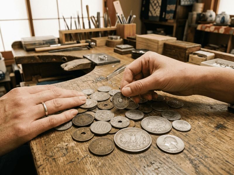 Musubi Coin Ring:: Craft a Vintage Coin Ring in Kyoto - Turning a coin into a personal Kyoto souvenir