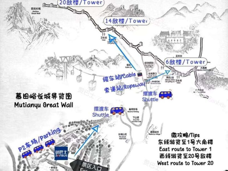 Mutianyu Great Wall Bus, Departure 8/9/10am, Return 3/4/5pm - Key Points