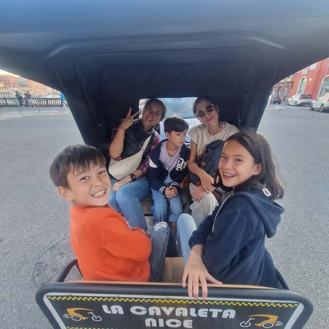 Nice: Family city tour by bicycle Electric cab (4 comfort seats) - FAQ