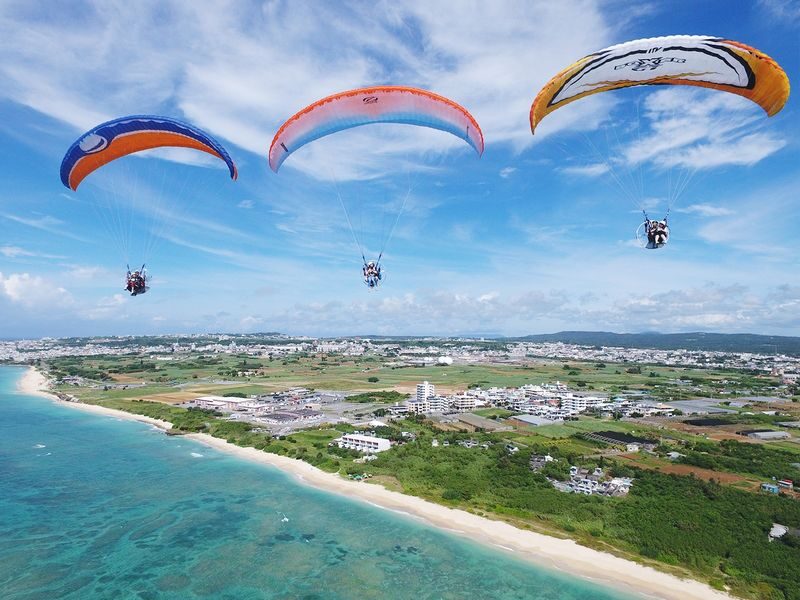Okinawa Powered Paragliding Experience (Family Flights Available) - Okinawa’s coastline from a powered paraglider