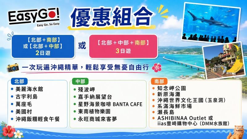 (Okinawas No. 1 Popular Northern Day Trip) Chinese-speaking guide, Includes admission tickets, 1 person can book: Churaumi Aquarium, Cape Manzamo, Kouri Island, American Village - American Village at the end of the day