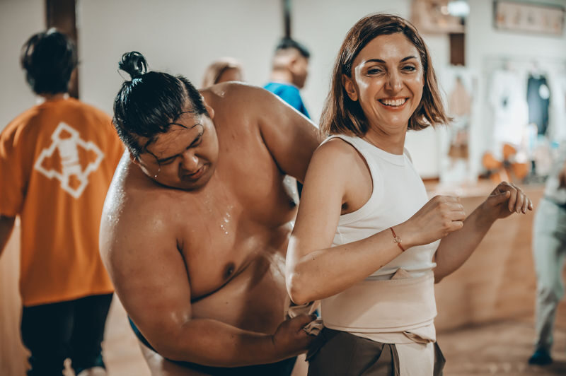 Osaka: Sumo Show & Challenge + Sumo-styled Breakfast 8:30AM - Taking your turn in the ring