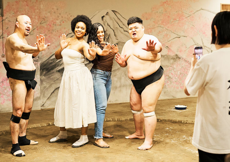 Osaka: Sumo Show with Live Match & Audience Challenge - Who will get the most from this show