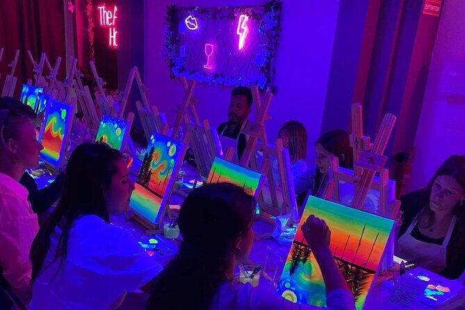 Paint a neon fluorescent picture while drinking unlimited wine - Painting a Neon Fluorescent Picture While Drinking Unlimited Wine: An Unforgettable Valencia Experience