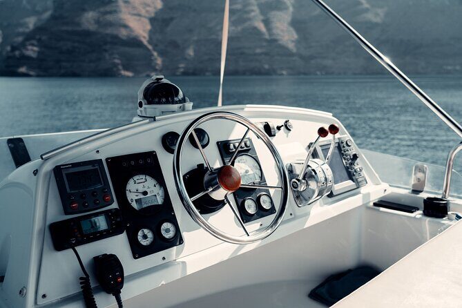 Private Caldera Cruise with Power Catamaran ENJOY incl. Meal & Drinks - FAQs