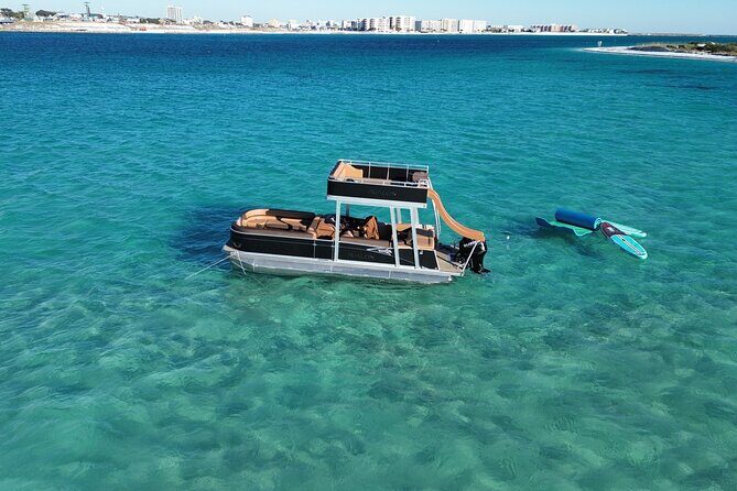 Private Crab Island Luxury Slide Pontoon Charter - Key Points