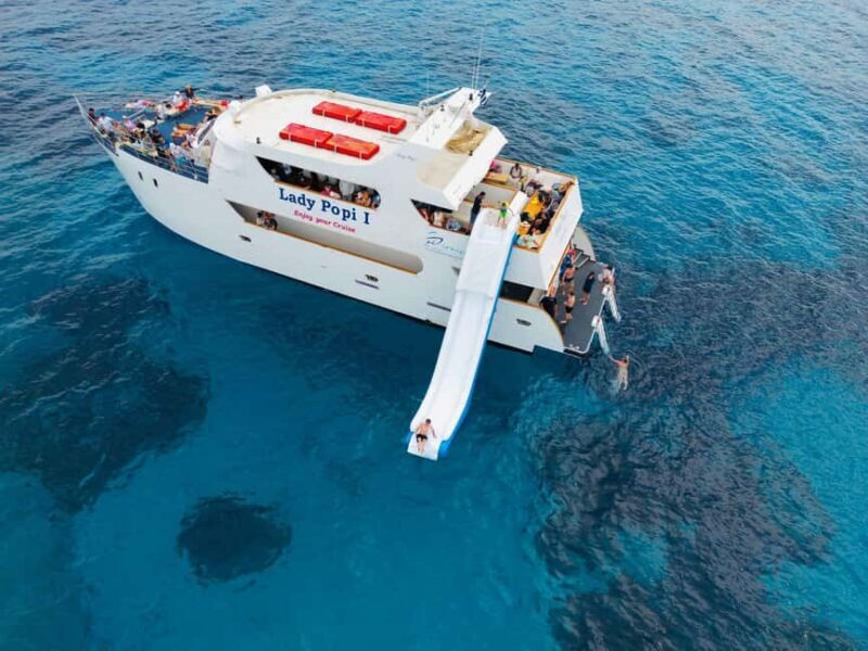 Protaras: LADY POPI Sea Cruise: Turtles, Caves & Water Slide - Key Points