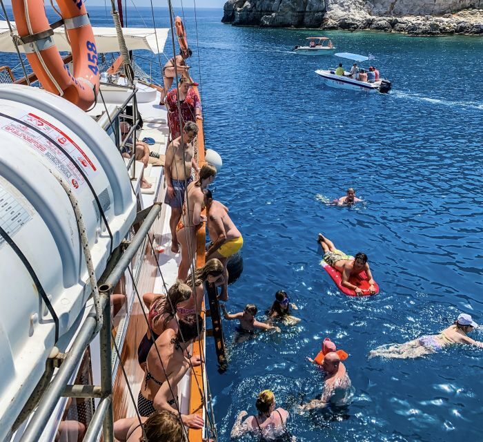 Rhodes: Cruise with 3 Stops, Lunch and Unlimited Drinks - Return Journey: A Gentle Ride Back to Rhodes