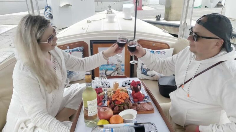 Romantic Boat Cruise with Wine & Cheese or Surprise Dinner - An Intimate Coastal Escape: Romantic Boat Cruise with Wine & Cheese or Surprise Dinner