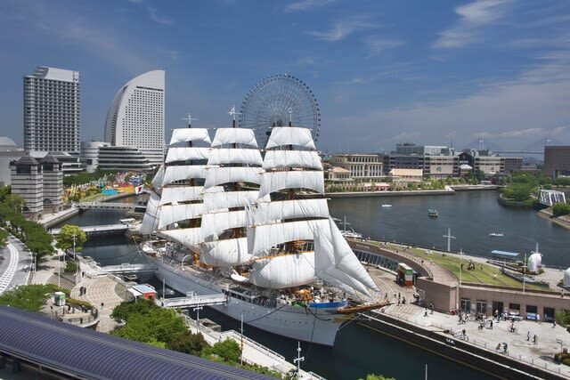 Sail Training Ship NIPPON MARU & Yokohama Port Museum Admission in Yokohama - A sailing ship in the middle of Minatomirai