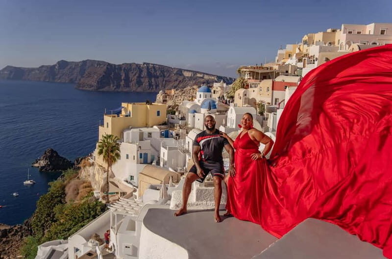Santorini: Flying Dress Photoshoot Private Entry to Blue Dom - Key Points