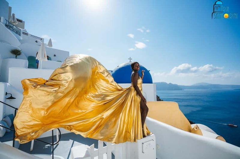Santorini: Flying Dress Photoshoot with Edited Photos - The Sum Up
